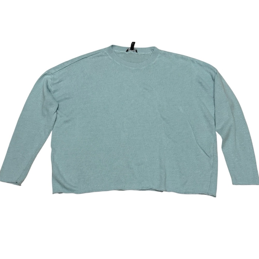 Organic Linen Organic Cotton Eileen Fisher Sz S Crewneck Sweater Light Blue
